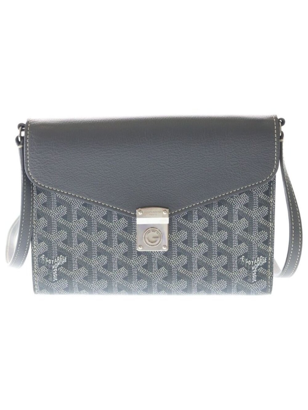 Goyard Seaple Pouch PM Shoulder Bag Leather Silver Gray